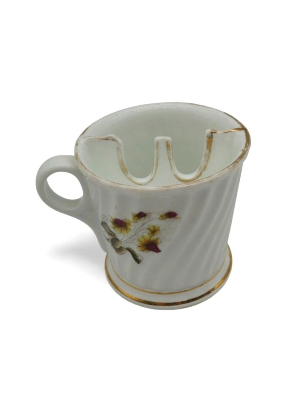 Shaving Mug Floral Design Porcelain Yellow Flowers German Vintage